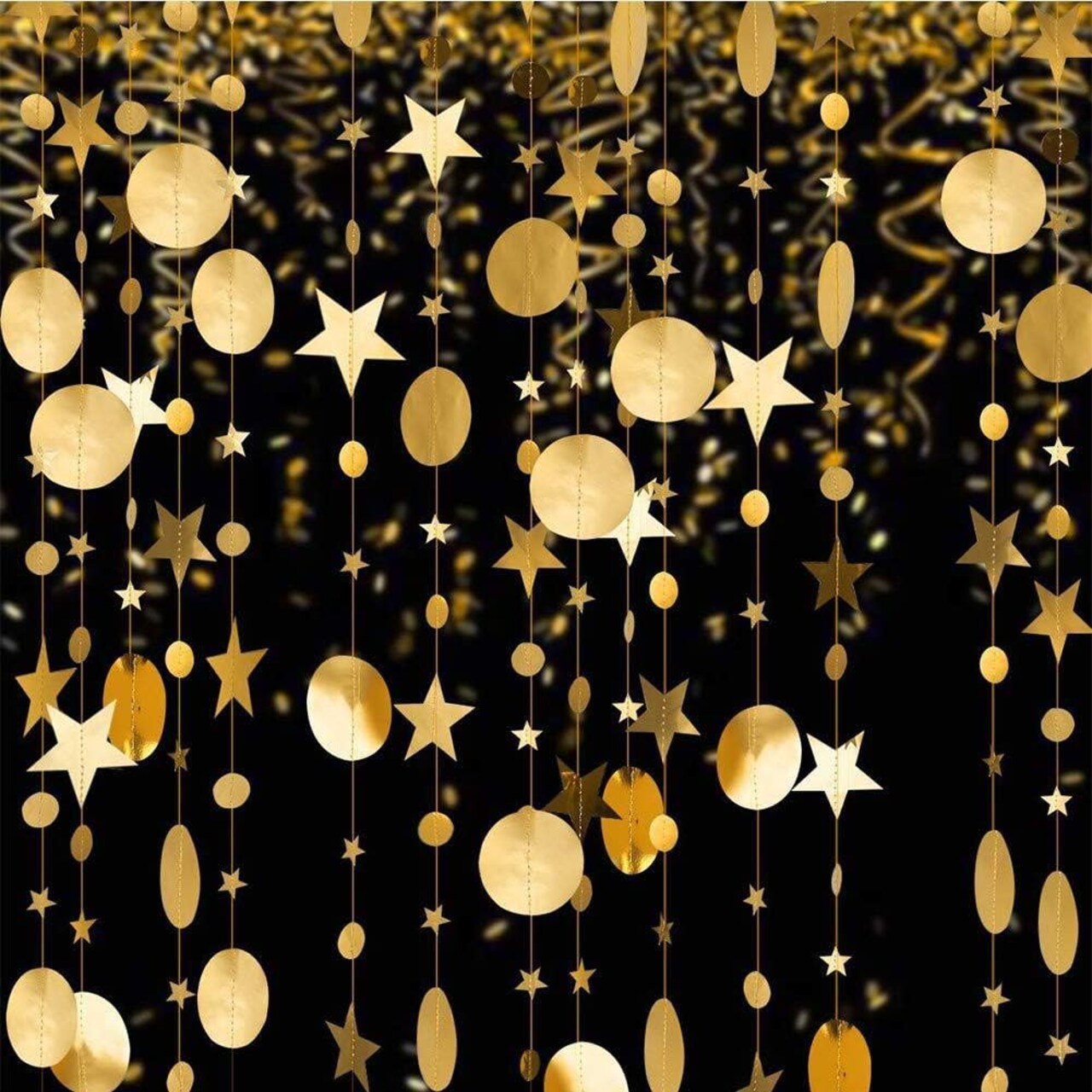 Gold Star Circle Dot Hanging Garland Hanging Streamer Decorations